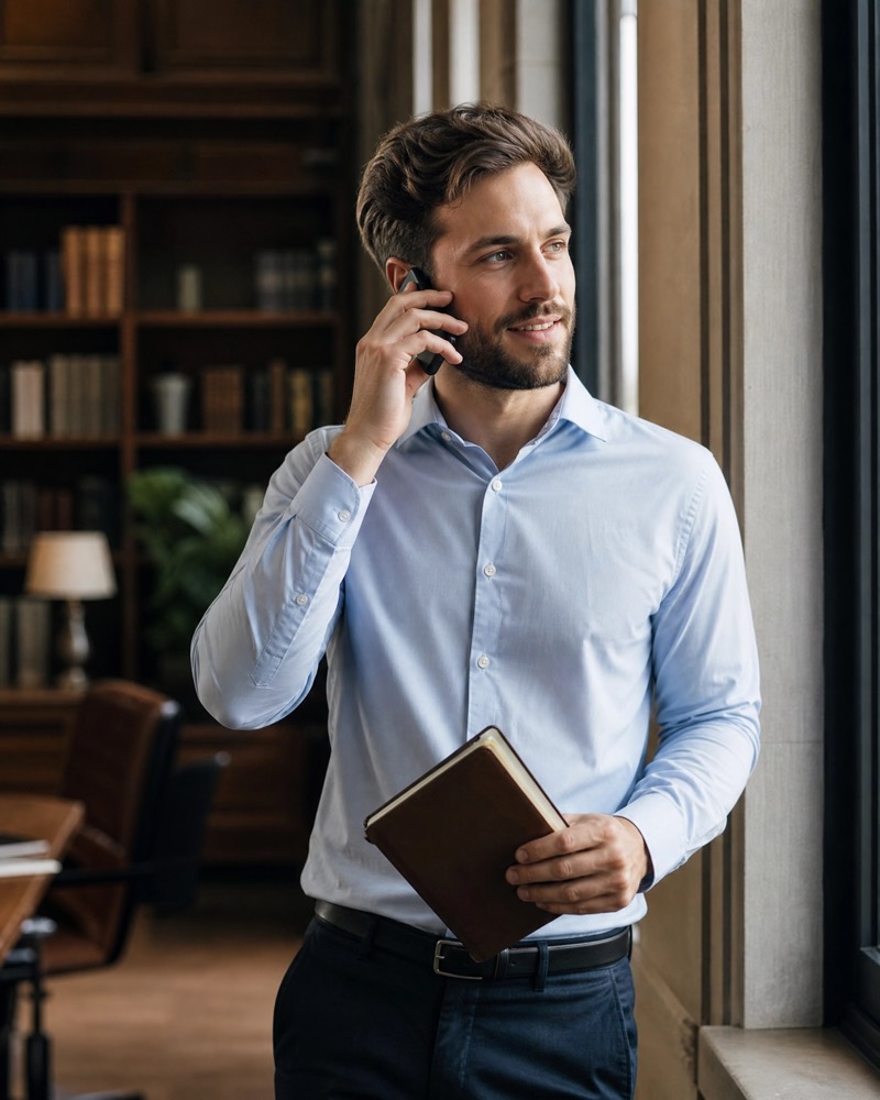 Miembro del equipo comercial al teléfono