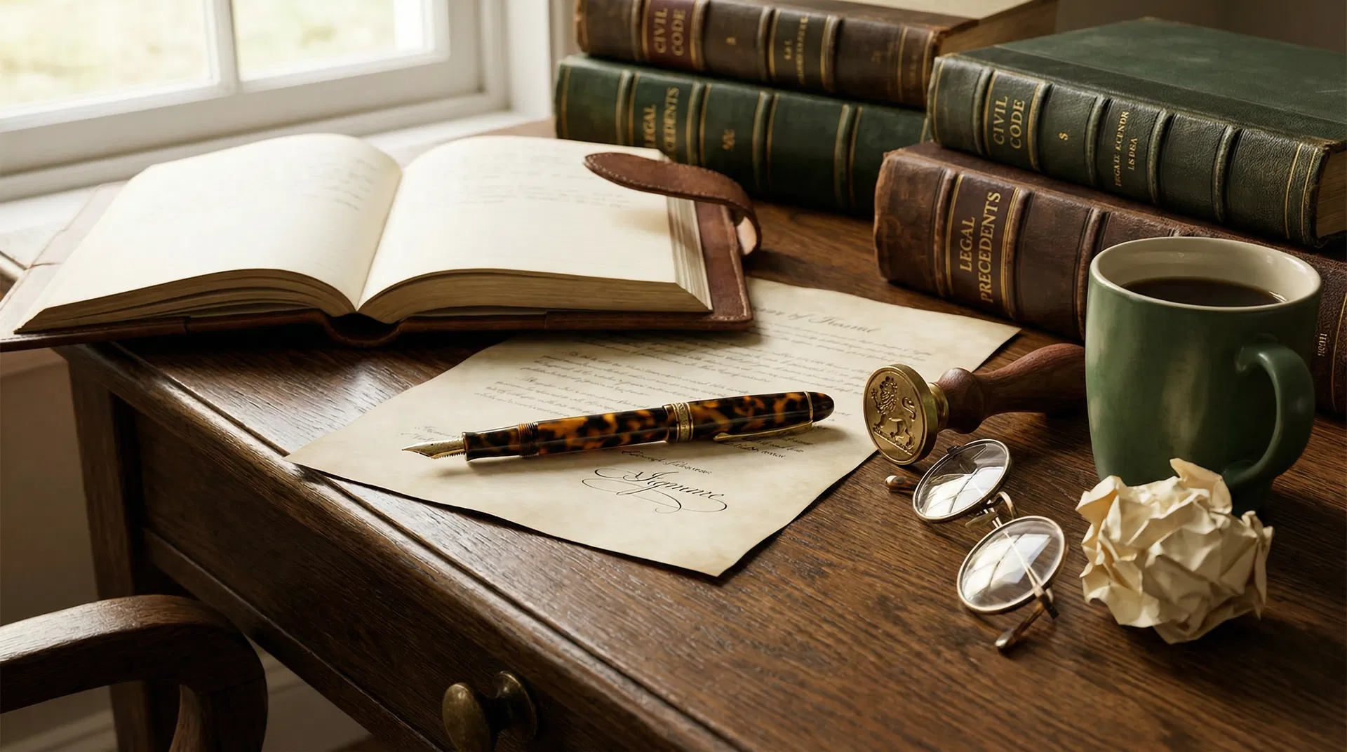 Documentación jurídica sobre un escritorio de despacho